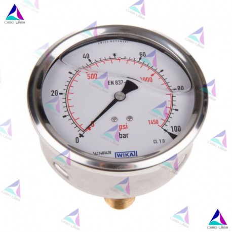 مانومتر ویکا WIKA صفحه 10 سانت افقی روغنی 213.53.100