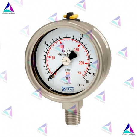 مانومتر ویکا WIKA تمام استیل صفحه 6 سانت عمودی مدل 232.50.063