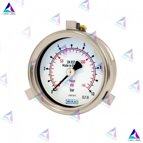 مانومتر ویکا WIKA تمام استیل صفحه 6 سانت افقی مدل 232.50.063