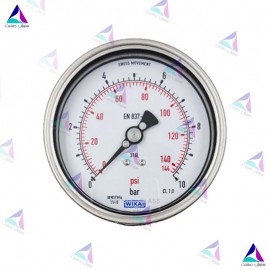 مانومتر ویکا WIKA تمام استیل صفحه 10 سانت افقی مدل 232.50.100