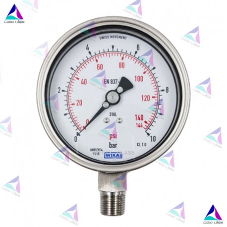 مانومتر ویکا WIKA تمام استیل صفحه 10 سانت عمودی مدل 232.50.100