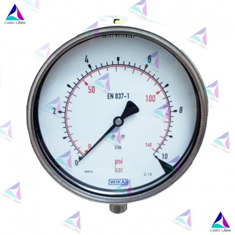 مانومتر ویکا WIKA تمام استیل صفحه 16 سانت عمودی مدل 232.50.160