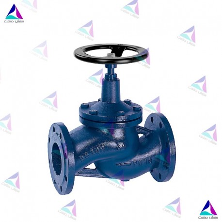 شیر کنترل جریان به همراه نشیمنگاه میوال PN 16 (flow valve with bellows MIVAL)      